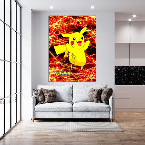 Red Lightning Pikachu  - Canvas