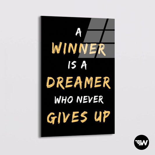 WINNER NEVER GIVE UP - Glass