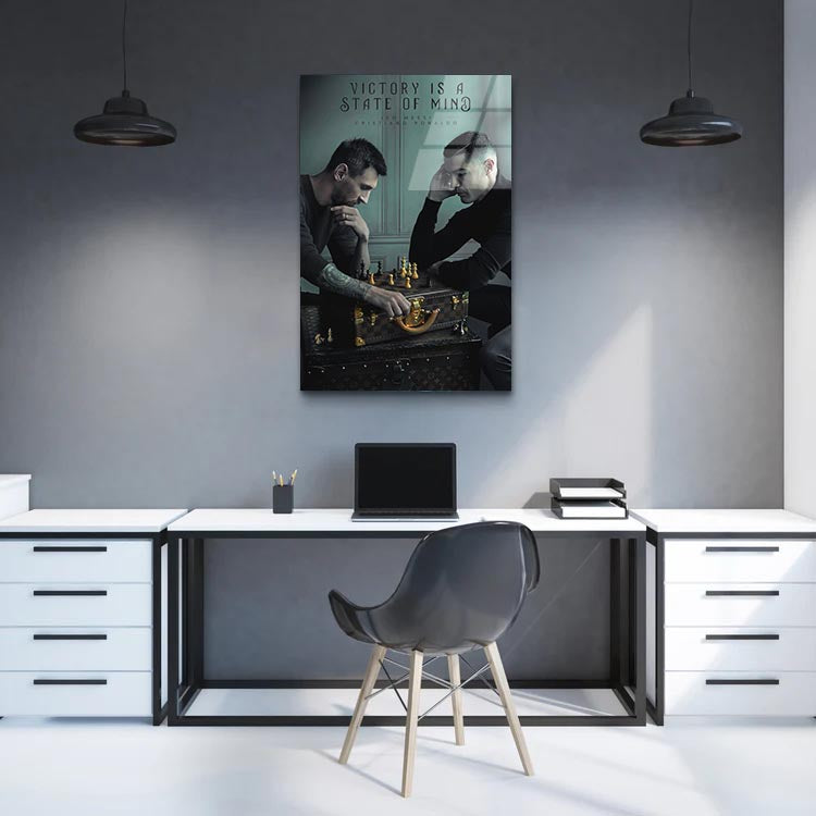 Messi vs. Ronaldo Chess Battle - Soccer - Glass